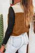 Colorblock Sherpa Half Zip Stand Neck Vest